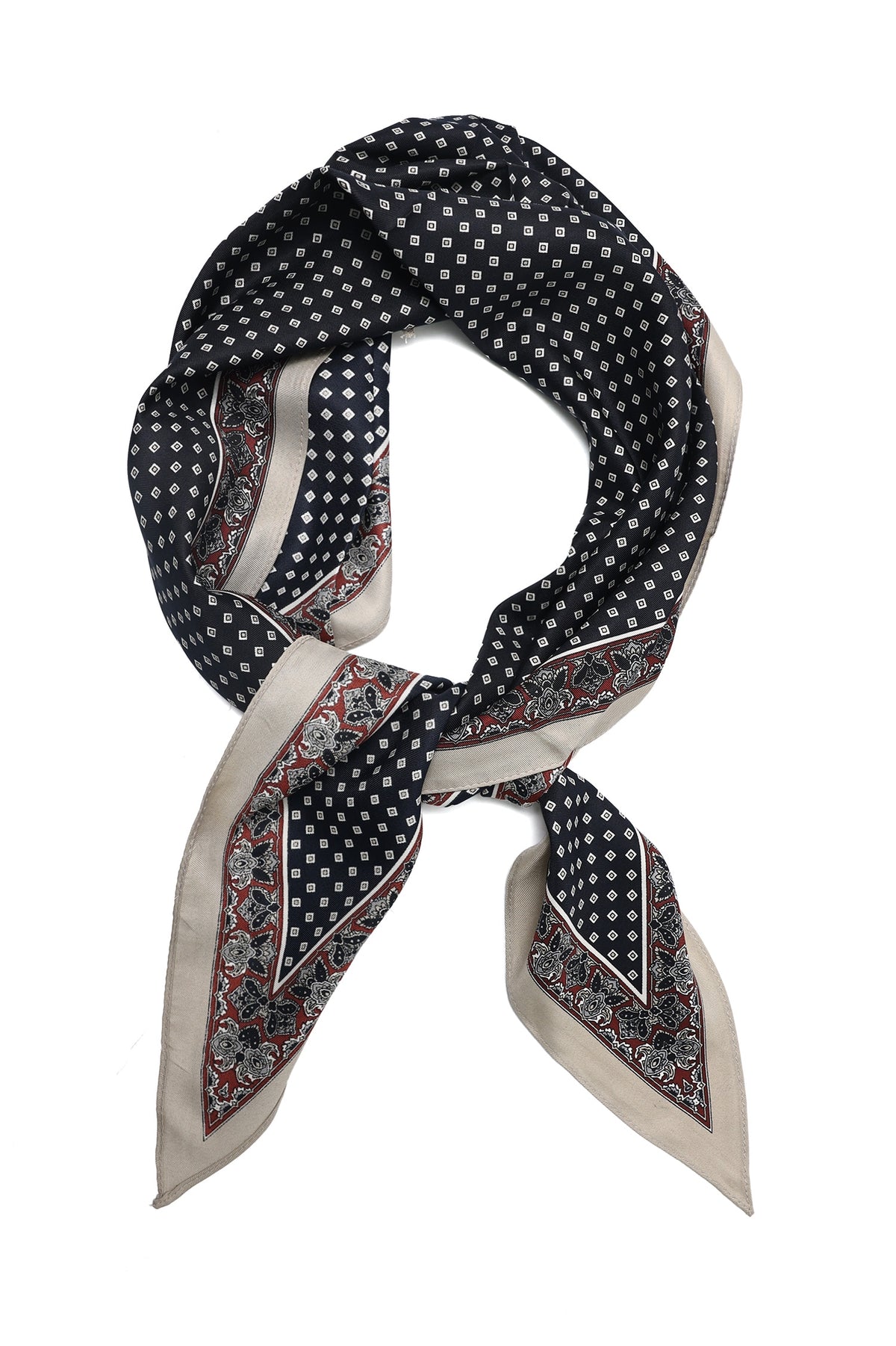 SIGNET PATTERN SCARF-WHT/BLK