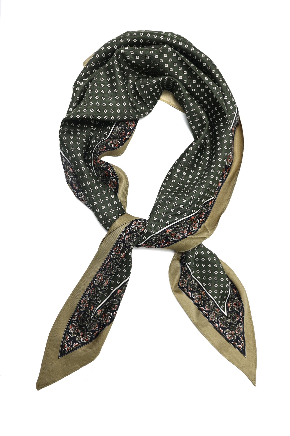 SIGNET PATTERN SCARF-KHAKI