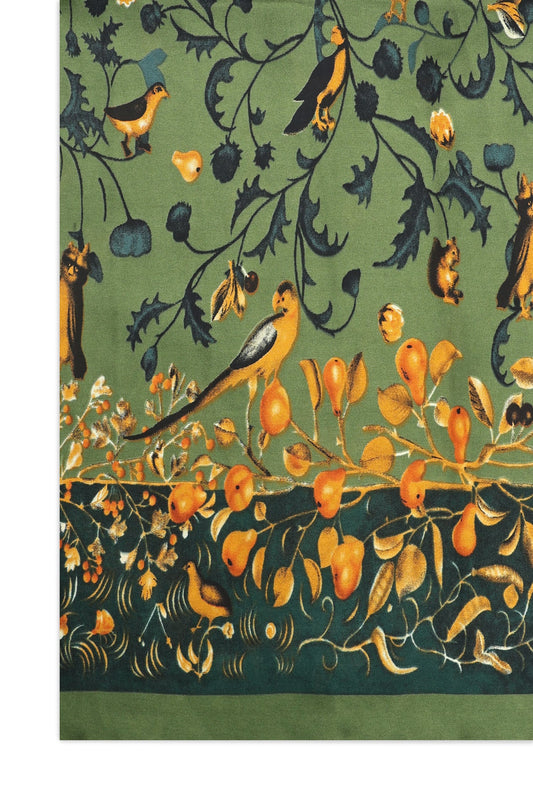 NATURE ILLUSTRATION SCARF-MOSS/GRN