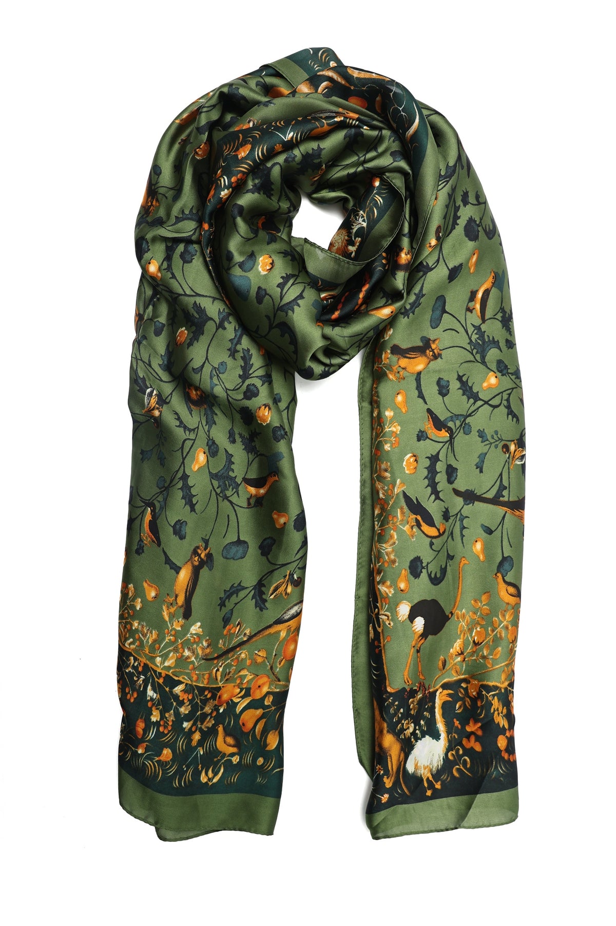 NATURE ILLUSTRATION SCARF-MOSS/GRN