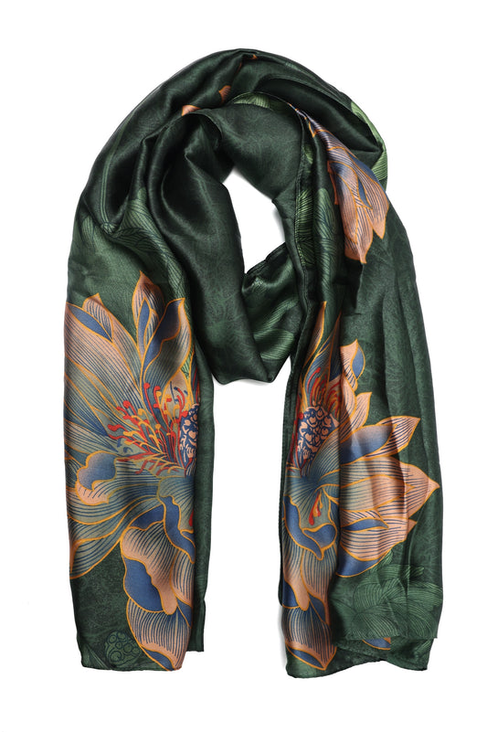 LUXURIOUS PETAL TEXTURE SCARF-DK/GRN