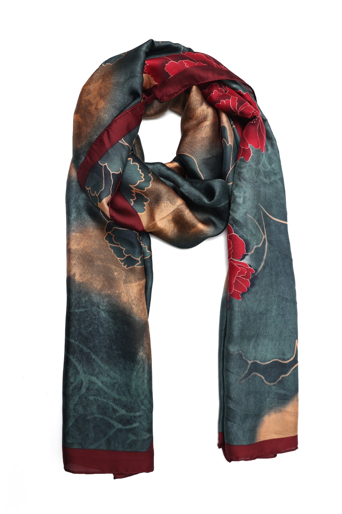 MAJESTIC MEADOW SCARF-DK/TEAL