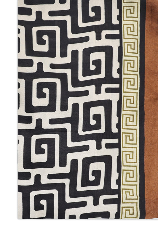 MAZE ART STOLE-WHT/MUSTARD