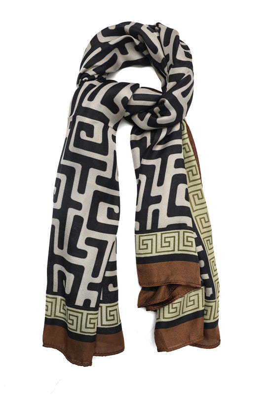 MAZE ART STOLE-WHT/MUSTARD