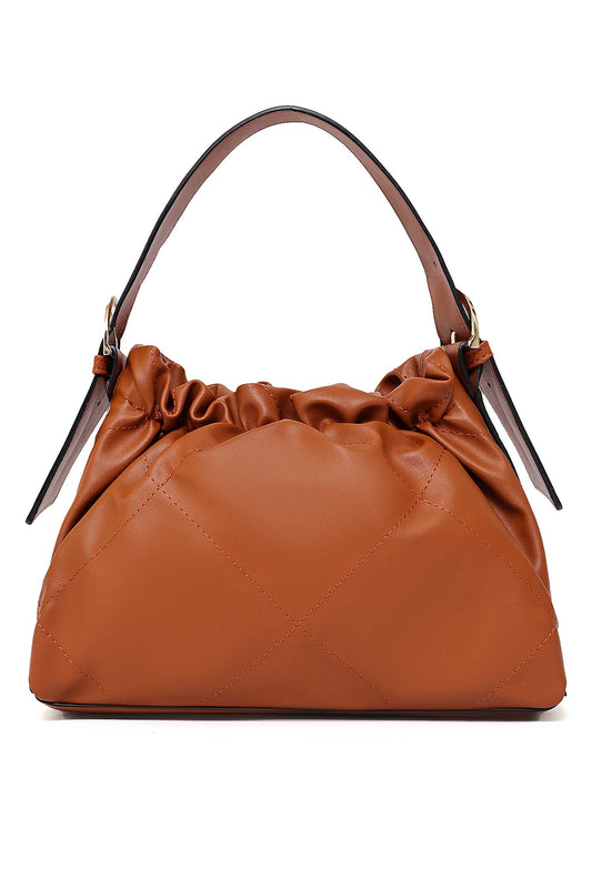 RUE PUFF STITCH BAG-BROWN