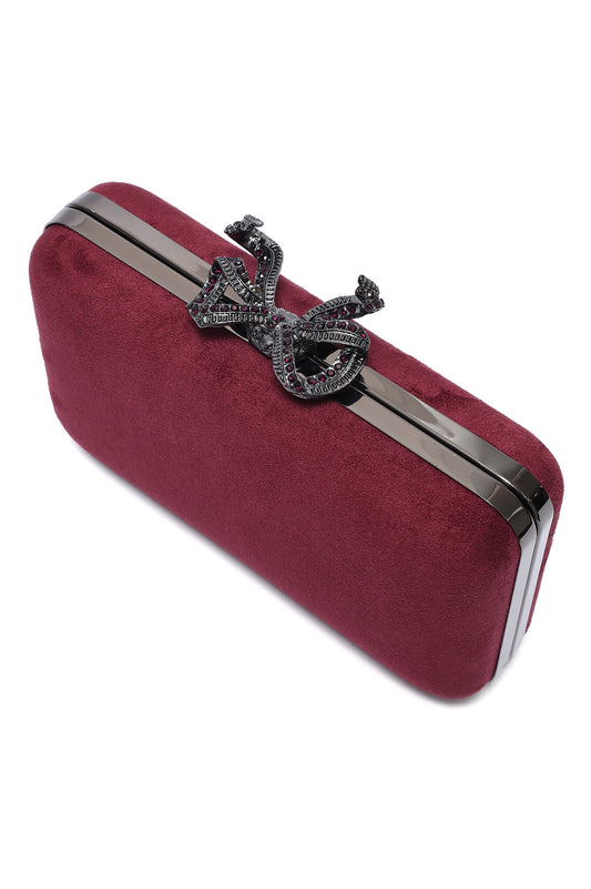 ORNATE BOW SHOULDER CLUTCH-PURPLE