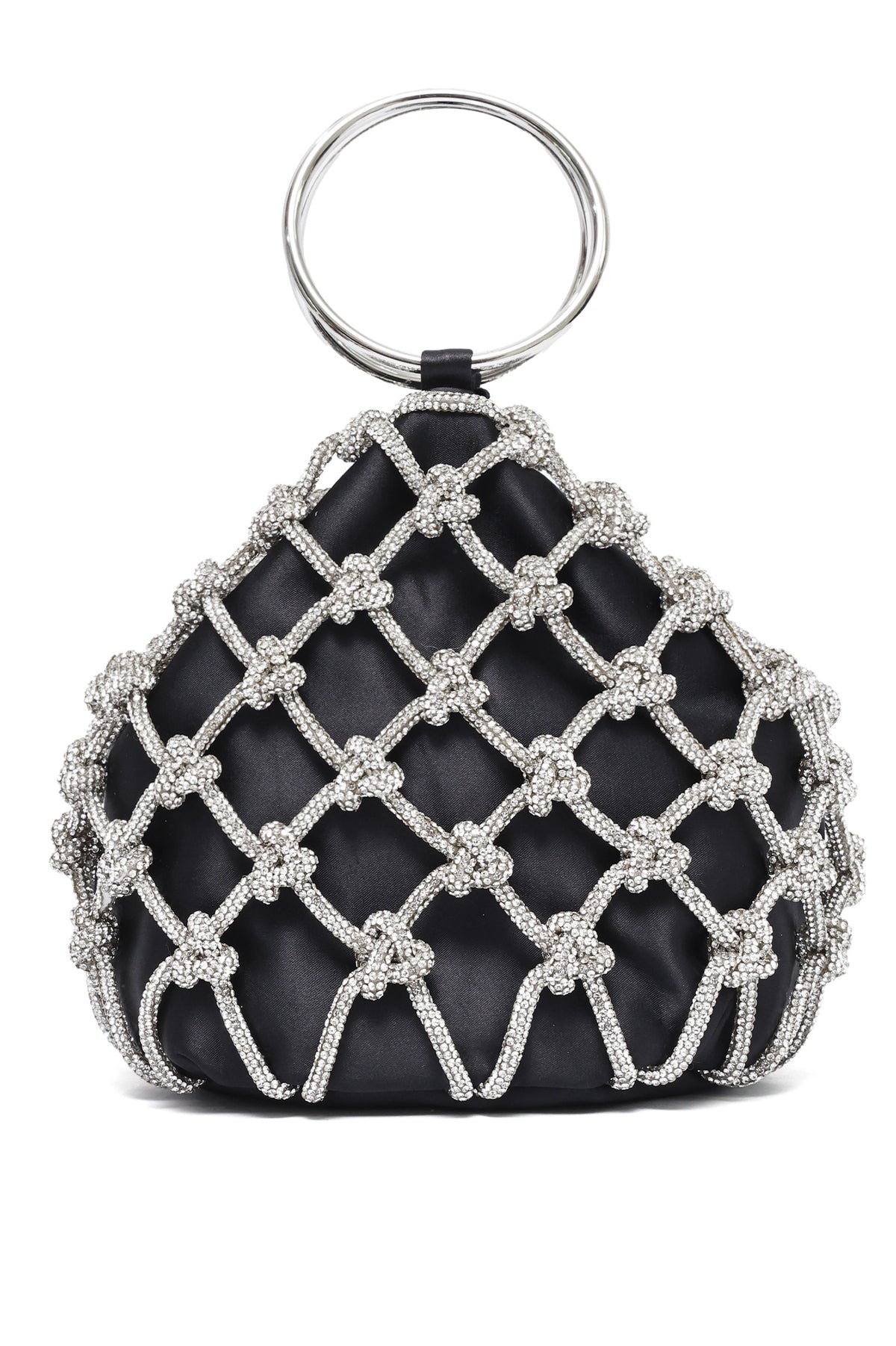 CRYSTAL KNOT RING BAG-BLACK