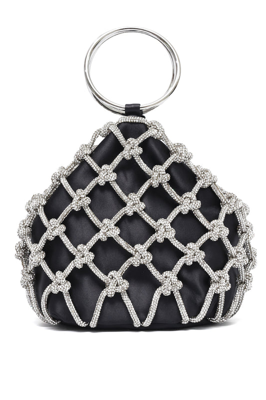 CRYSTAL KNOT RING BAG-BLACK