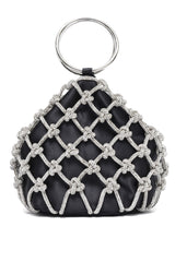 CRYSTAL KNOT RING BAG-BLACK