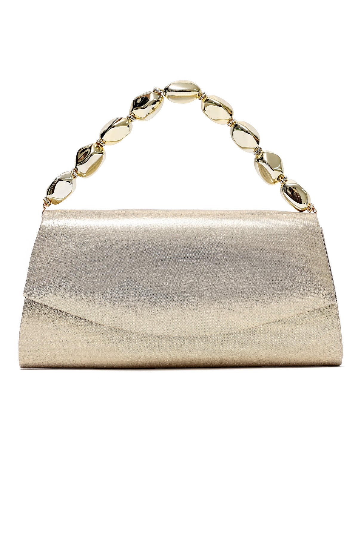 GEM HANDLE SATIN CLUTCH-GOLD