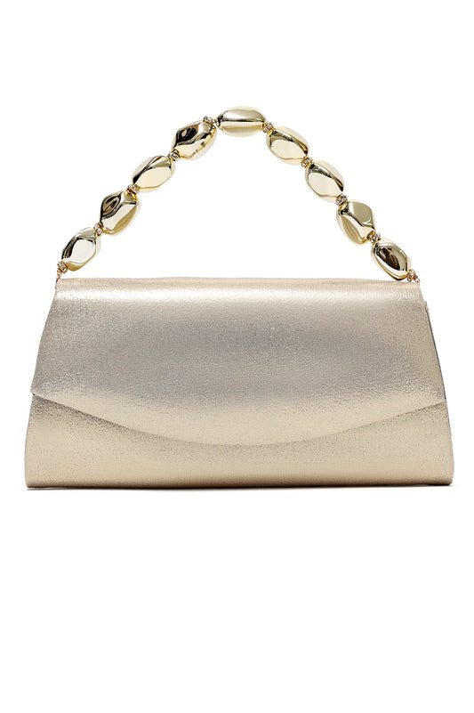 GEM HANDLE SATIN CLUTCH-GOLD