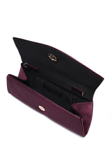 GEM HANDLE SATIN CLUTCH-BURGUNDY