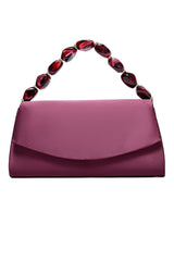 GEM HANDLE SATIN CLUTCH-BURGUNDY