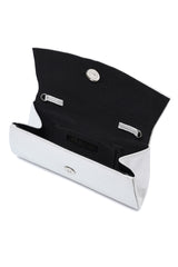 GEM HANDLE SATIN CLUTCH-SILVER
