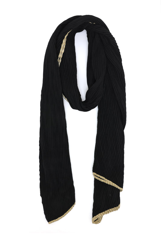 GILDED EDGE RIPPLE SCARF-BLACK