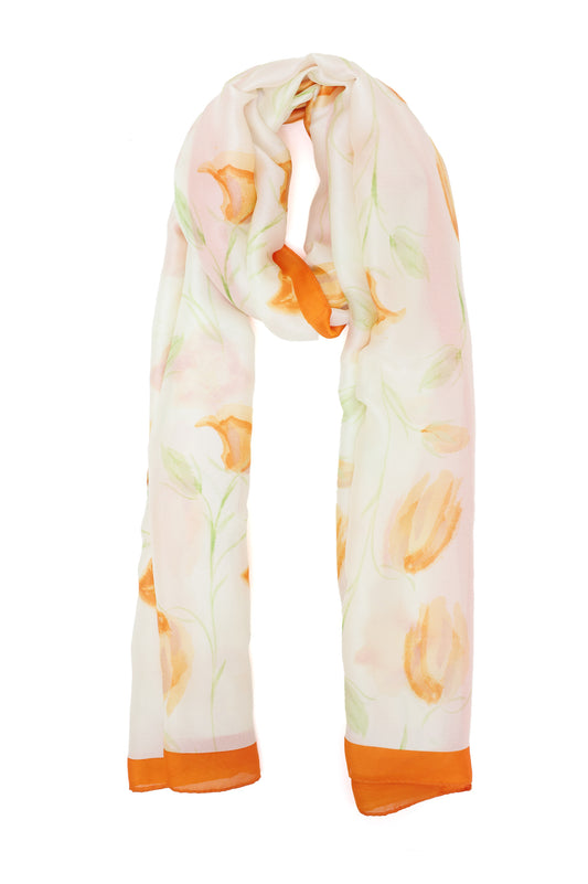 VIOPETAL GLAZED ART SCARF-ORANGE
