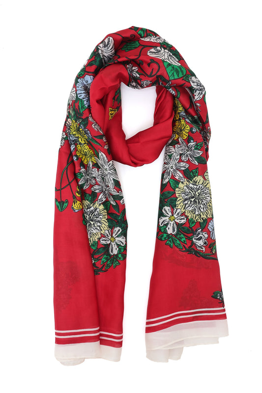 INKORCHID MODERN BLOOM SCARF-RED