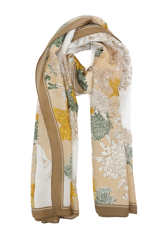 SILKPLUME ABSTRACT FLARE SCARF-BROWN