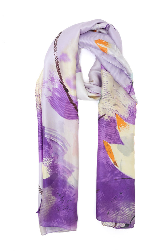 SILKPLUME ABSTRACT FLARE SCARF-PURPLE