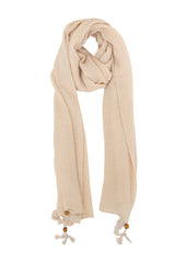 GRACEBEAD TEXTURED TASSEL SCARF-BEIGE