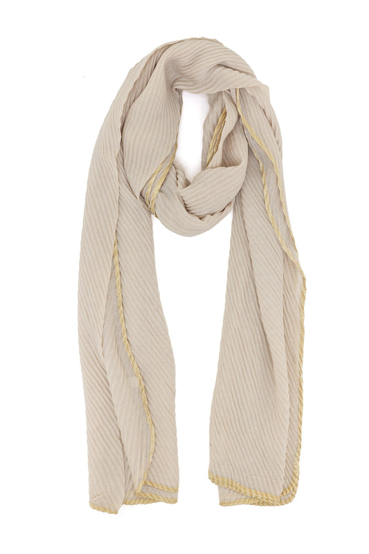 GILDED EDGE RIPPLE SCARF-BEIGE