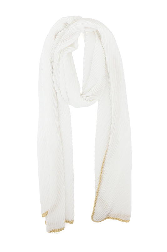 GILDED EDGE RIPPLE SCARF-WHITE
