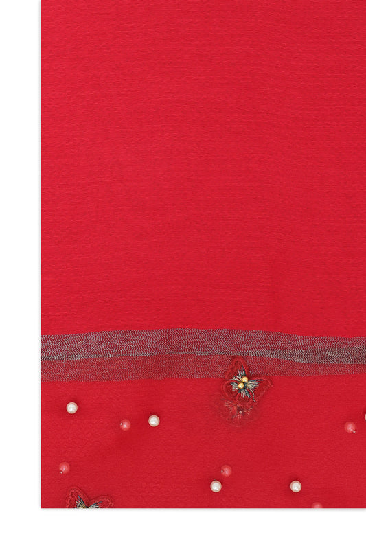 TWILIGHT GARDEN MESH SCARF-RED