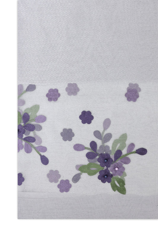 ORGANZA BLOOM LAYERED SCARF-GREY