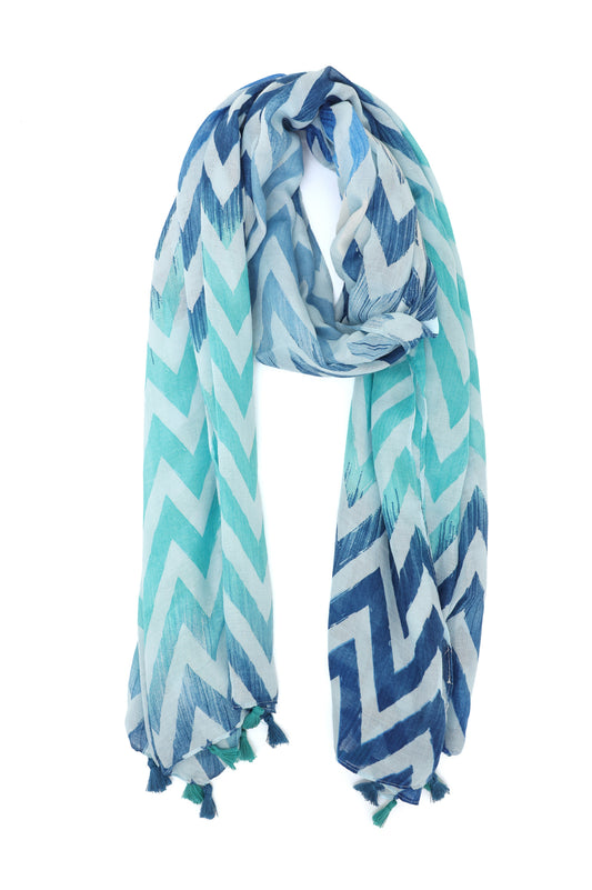 GARDEN FROST LIGHTWEIGHT SCARF-BLUE