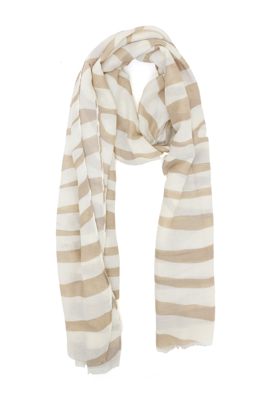 TROPICAL LINE FLOW SCARF-BEIGE