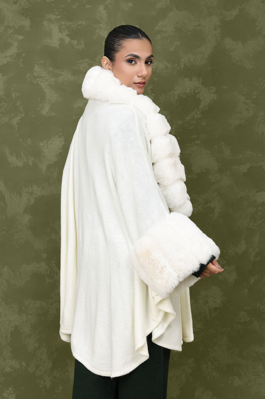 EMINENCE PLUSH FUR CAPE-WHITE