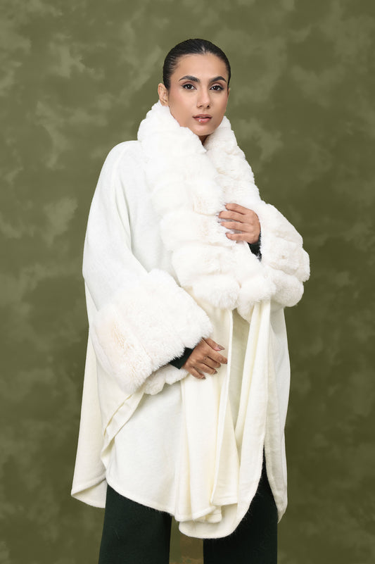 EMINENCE PLUSH FUR CAPE-WHITE
