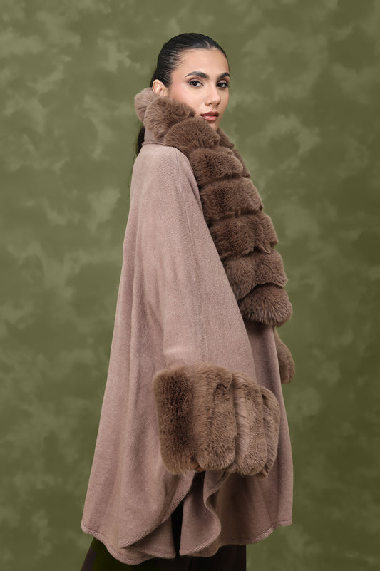 EMINENCE PLUSH FUR CAPE-BROWN