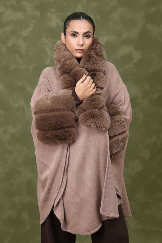 EMINENCE PLUSH FUR CAPE-BROWN