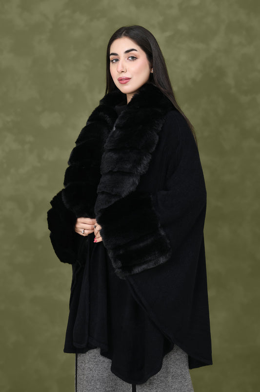 EMINENCE PLUSH FUR CAPE-BLACK