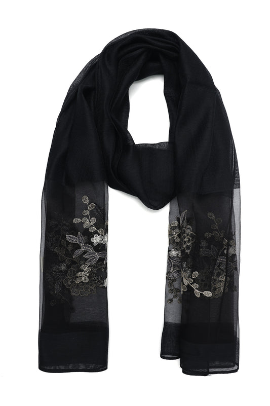 FLORAL LACE DRAPE-BLACK