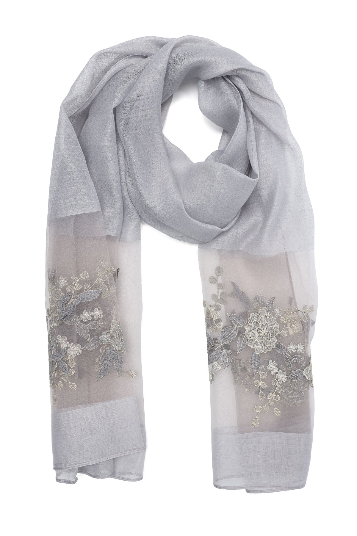 FLORAL LACE DRAPE-GREY