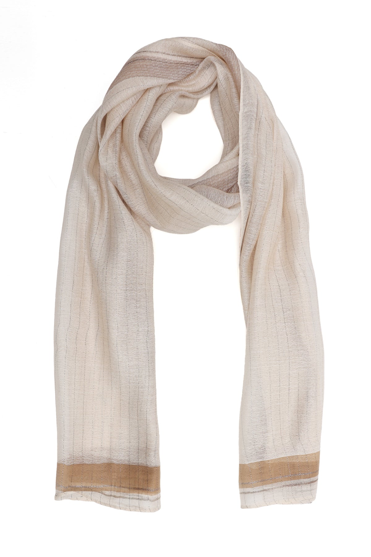 CASUAL FINE LINE SCARF-BEIGE