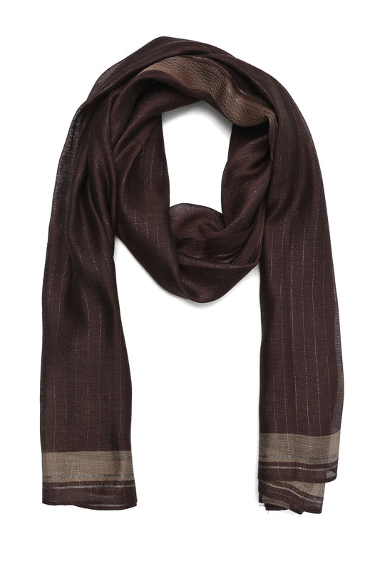 CASUAL FINE LINE SCARF-BROWN