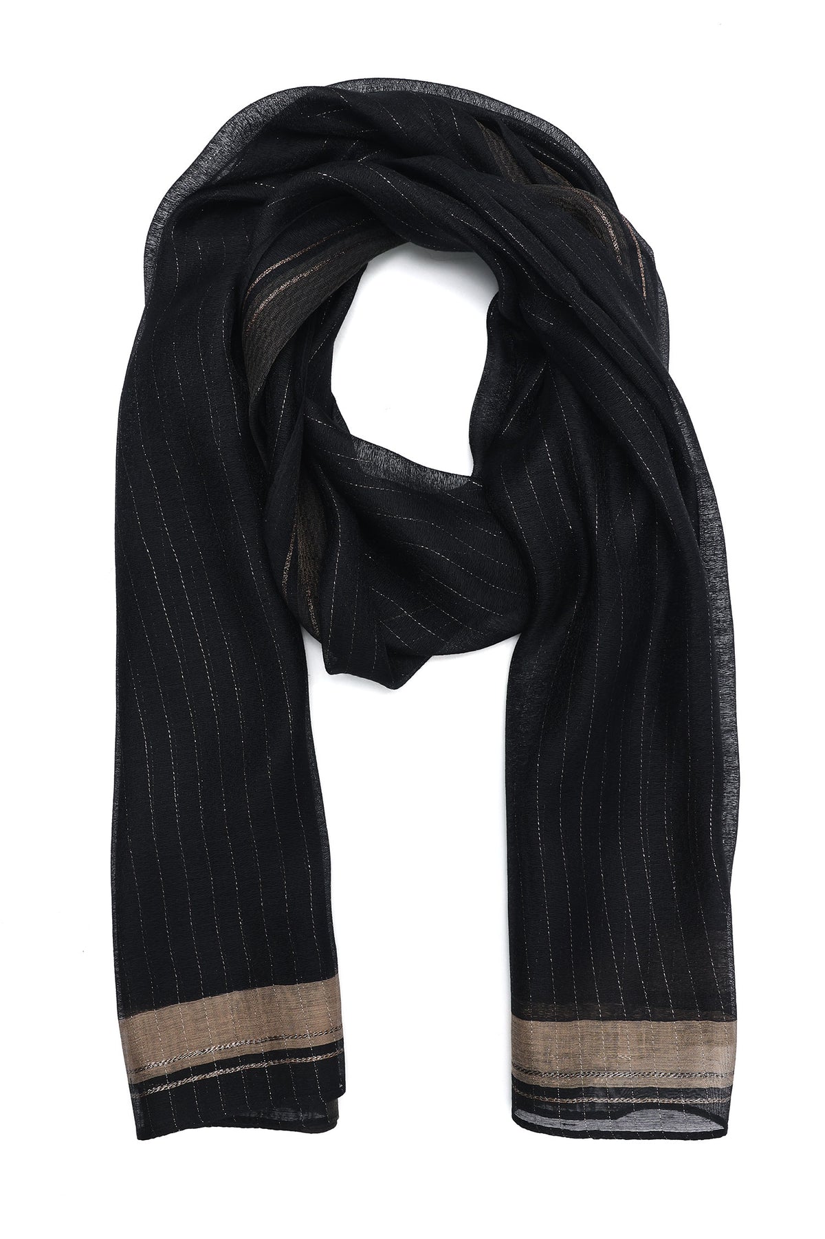CASUAL FINE LINE SCARF-CHARCOAL