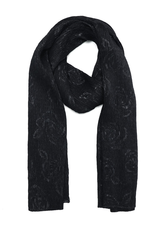 CRUSHED FABRIC SOFT WRAP-BLACK