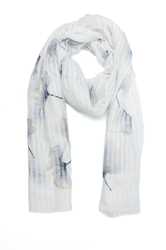 SAND BLOOM LIGHT SCARF-WHITE
