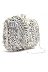 PEARL CRYSTAL CLUTCH-SILVER