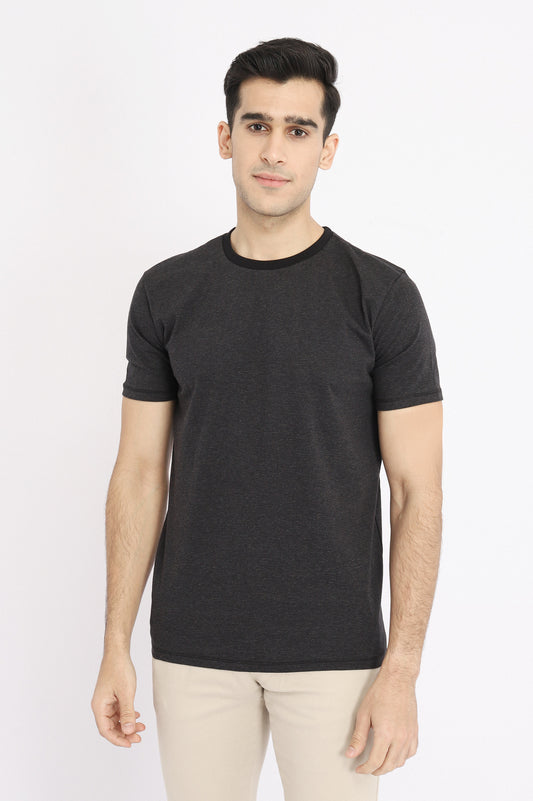 STRIPED COTTON T-SHIRT-BLACK