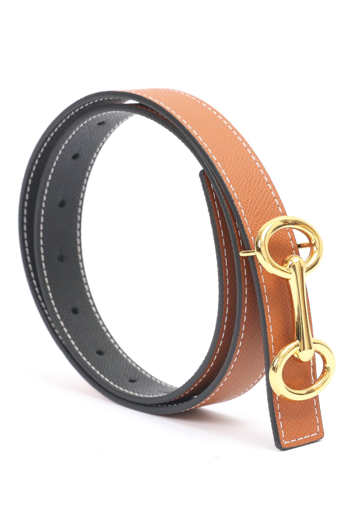 SLEEK LEATHER BELT-BROWN