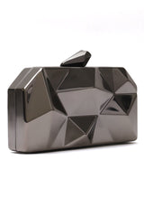 ASYMMETRICAL BOX CLUTCH-PEWTER