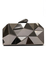 ASYMMETRICAL BOX CLUTCH-PEWTER