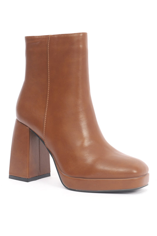 PLATFORM HIGH HEEL BOOTS-TAN