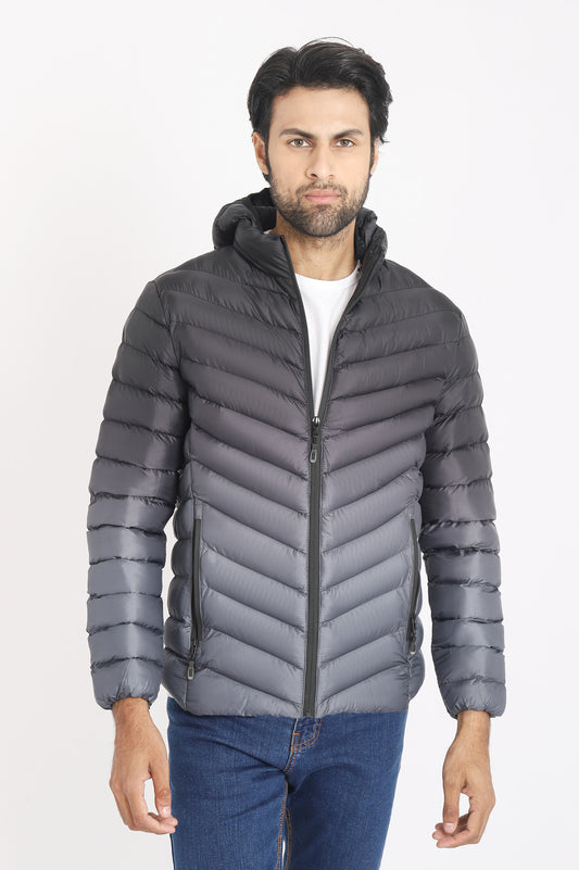 HOODED PUFFER JACKET-GREY