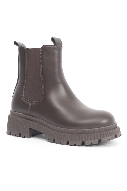 LEATHER CHELSEA BOOTS-COFFEE